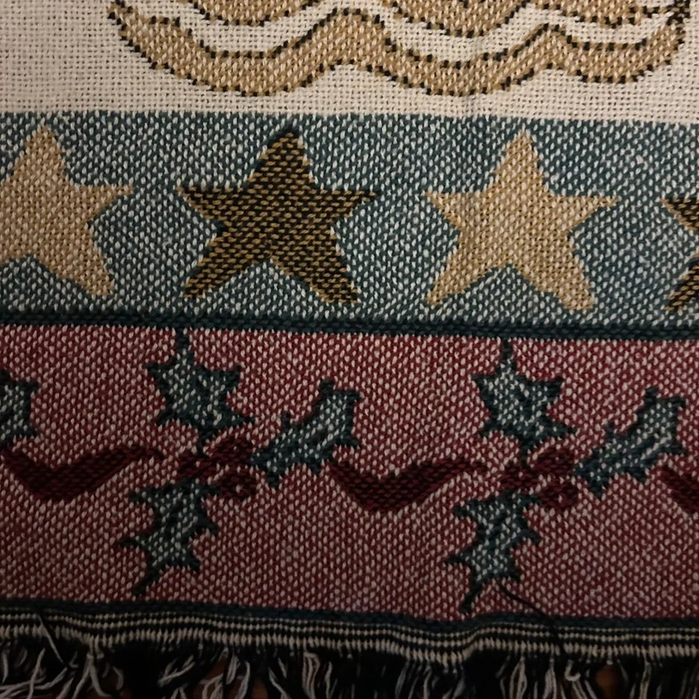 Vintage Christmas Throw Blanket Angels Joy Candles Holly Star Holiday Decor52x62